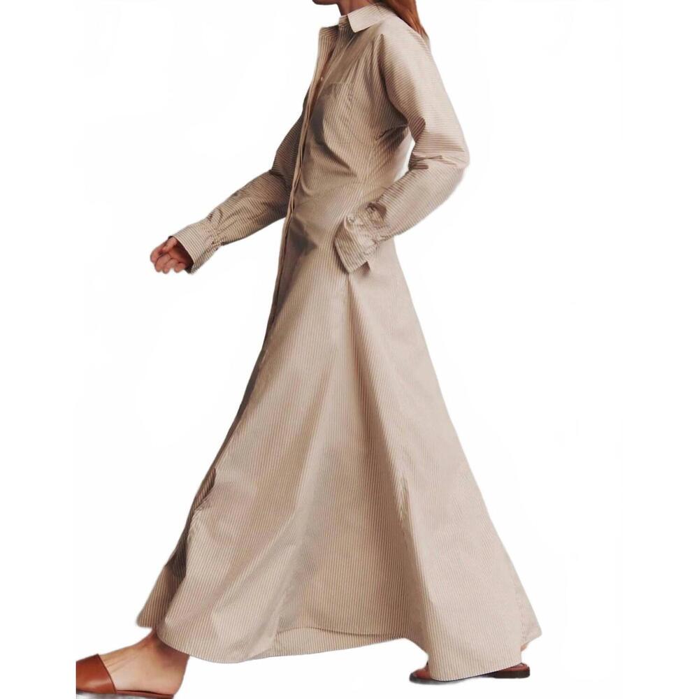 NEW TWP lazy hazy maxi dress in khaki/ white - Picture 3 of 4
